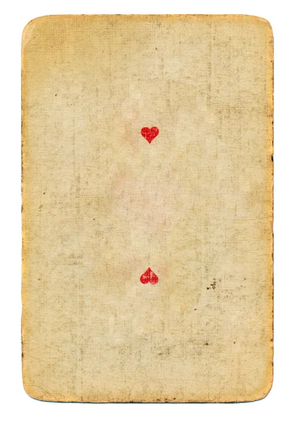 Antigua carta de juego as de corazones fondo de papel — Foto de Stock