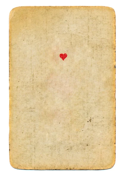 Antique carte à jouer ace de coeurs papier fond isolé — Photo