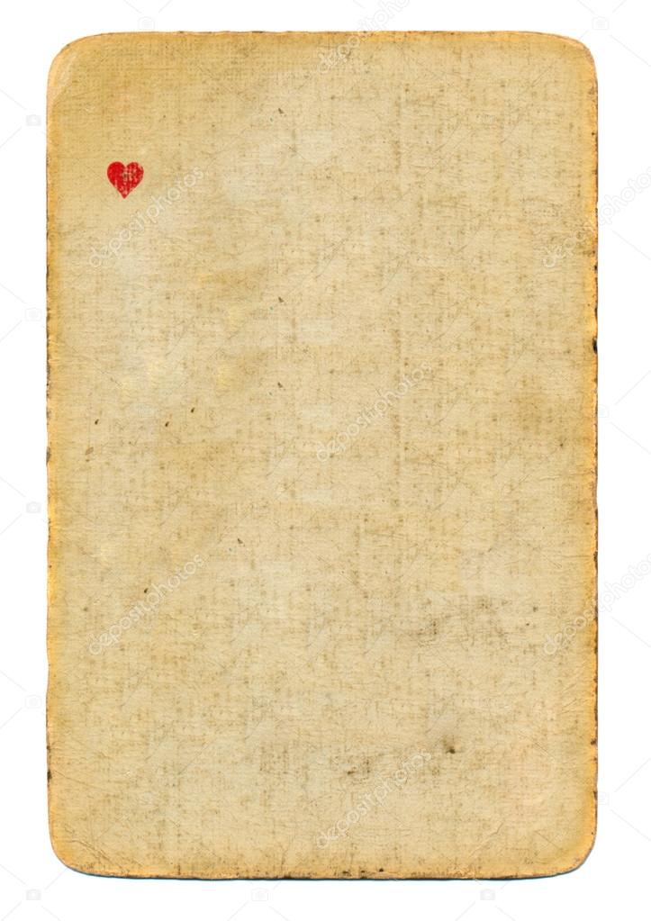  antique playing card ace of hearts grunge paper background