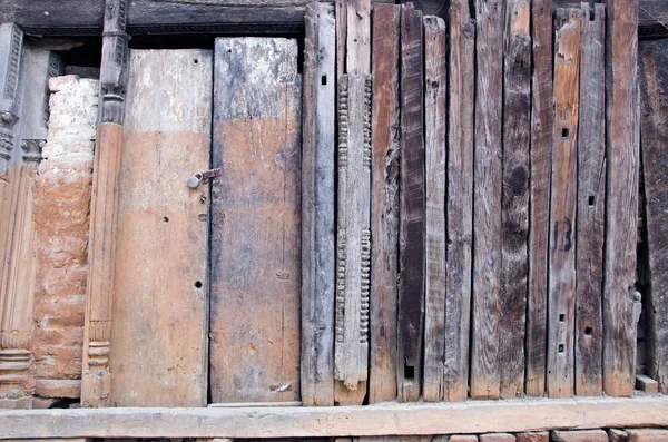 Old used wooden wall with door and lock — Stock Photo, Image