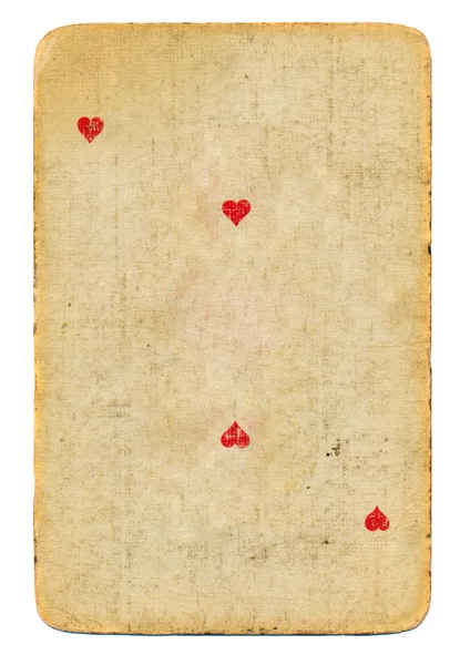 Antigua carta de juego de corazones papel fondo aislado —  Fotos de Stock