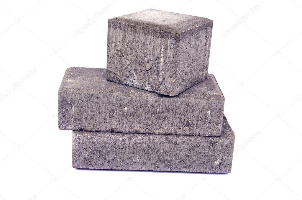new gray decorative street pavement concrete bricks paving stone isolated 