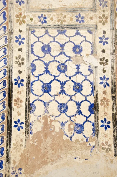 Yaşlı ve süs tarihi Asya arka planda, Rajasthan duvar — Stok fotoğraf