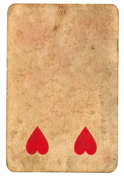 Αντίκες παιγνιόχαρτο καρδιές χρησιμοποιείται χαρτί υπόβαθρο — Φωτογραφία Αρχείου