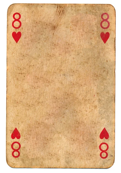 Antigua carta de juego de corazones utiliza fondo de papel aislado —  Fotos de Stock