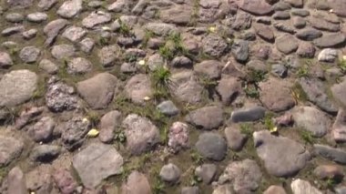 Eski Arnavut kaldırımı-taş yolda yürürken