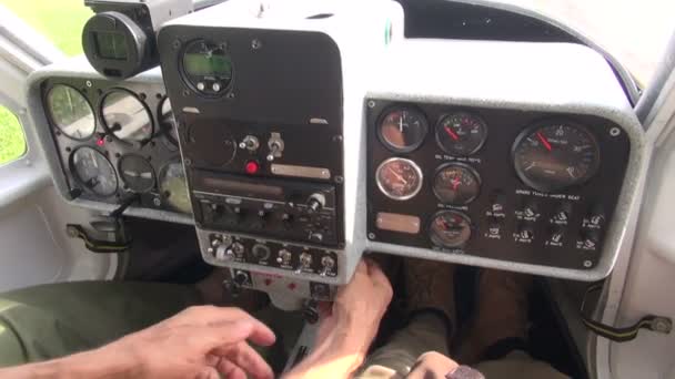 Small aircraft console and starting moment — Stock Video