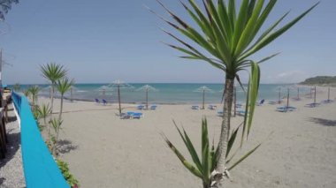 Kamiros yakınlarındaki Rodos adasında plaj. Akdeniz kıyıları, 4k