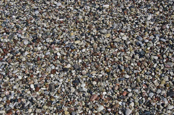 Bagnato Spiaggia di ghiaia sfondo di pietra nella spiaggia del Mar Mediterraneo — Foto Stock