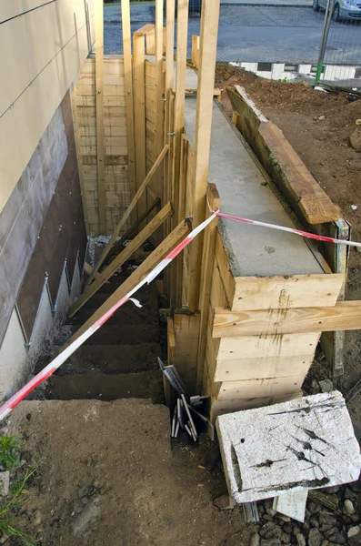 Neues Sockelfundament in der Nähe des Hausbaus — Stockfoto