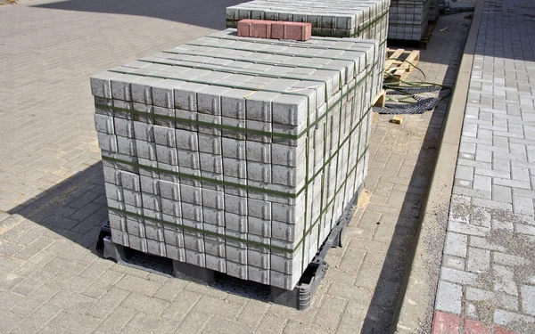 Palet bloczków betonowych nawierzchni szary — Zdjęcie stockowe