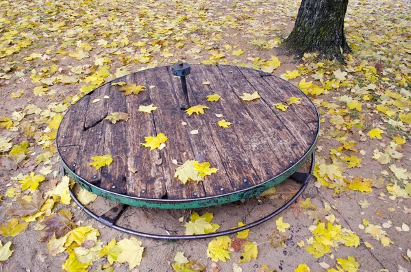 Altes gebrauchtes Holzspielzeug für Kinder im Herbst — Stockfoto