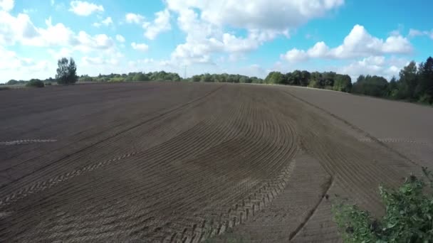 Tractor siembra en el campo en el soleado día de otoño, lapso de tiempo 4K — Vídeo de stock