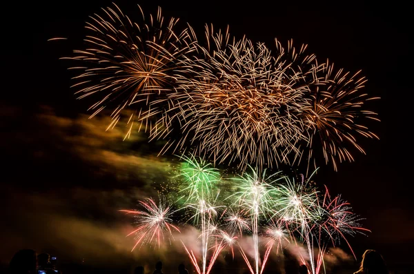 Fuegos artificiales de colores sobre el cielo nocturno — Foto de Stock