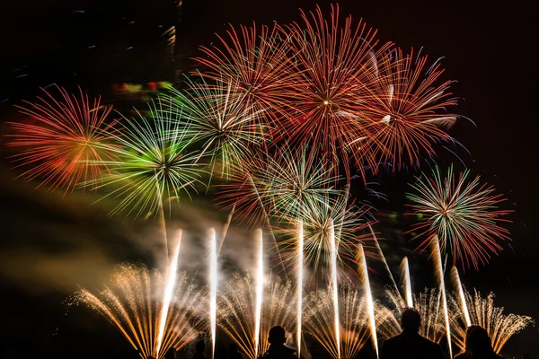 Feux d'artifice colorés sur le ciel nocturne — Photo