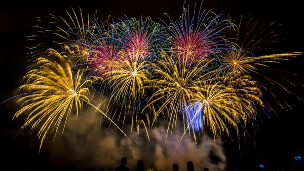 Feux d'artifice colorés sur le ciel nocturne — Photo