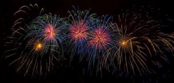 Colorful fireworks over night sky — Stock Photo, Image