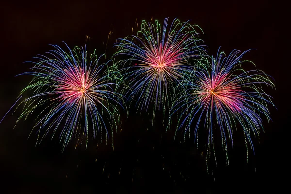 Buntes Feuerwerk über dem Nachthimmel — Stockfoto