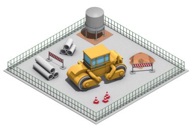 Site buharlı silindir izometrik