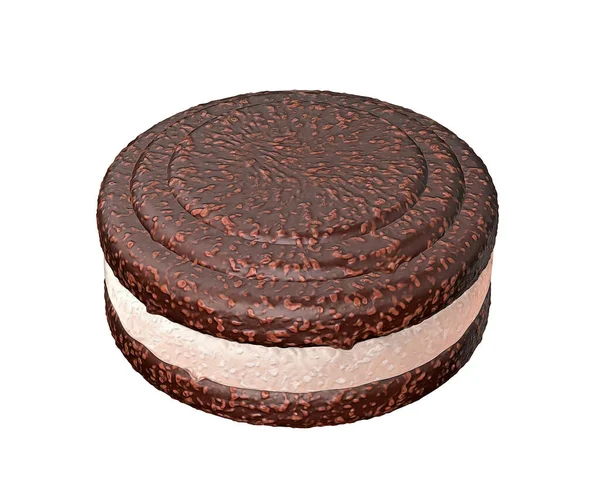 Biscotto Gelato Allá Crema Tondo Con Copertura Cioccolato —  Fotos de Stock