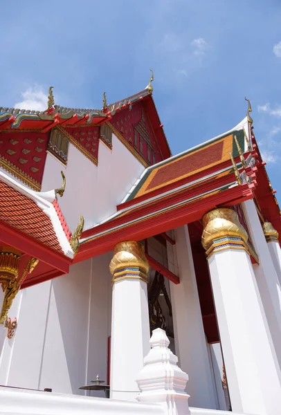 Rear View Main Entrance Thai Church Thai Temple Colorful Tile — Stock Photo, Image