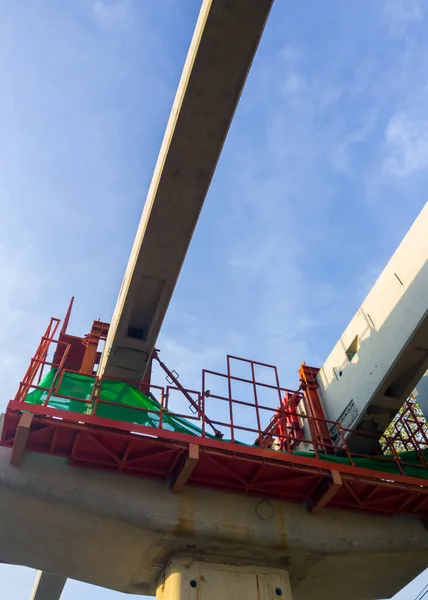Τσιμεντένιος Στύλος Δοκό Του Διαδρόμου Του Έργου Monorail Είναι Υπό — Φωτογραφία Αρχείου