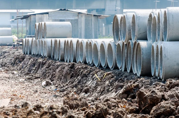 Concrete pipe piles — Stock Photo, Image