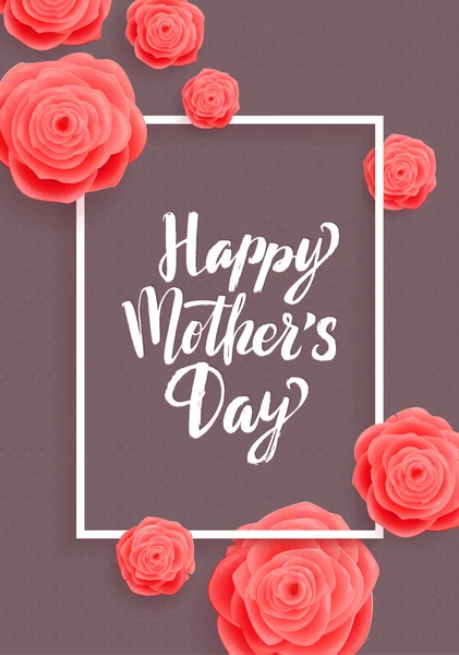 Tarjeta de felicitación del día de la madre feliz. Flores de rosa — Vector de stock