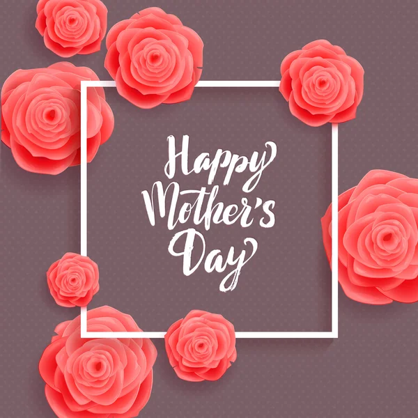 Szczęśliwy dzień matki pozdrowienie Card. róża kwiaty. — Wektor stockowy