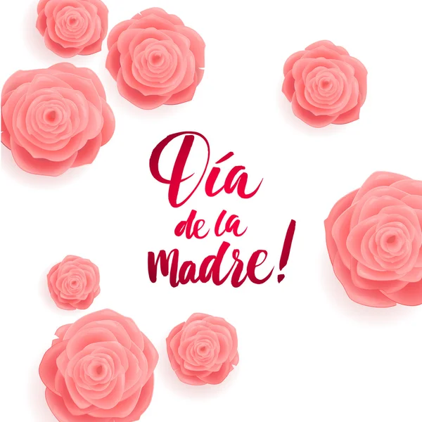 Feliz Día de la Madre Tarjeta de felicitación española. Flores de rosa — Vector de stock