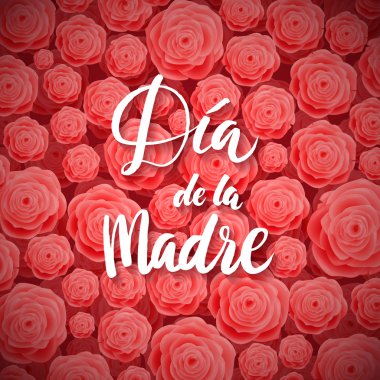 Mutlu anneler günü İspanyol tebrik kartı güzel çiçek açan gül çiçek pembe bir arka plan üzerinde