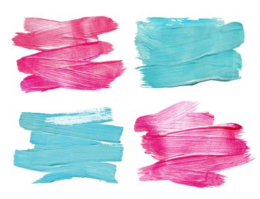 Pembe ve Mavi Glitter Suluboya Doku Boya Leke Soyut İllüstrasyon Seti. Sizin için parlayan fırça darbesi inanılmaz tasarım projesi