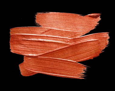 Gold Bronze Watercolor Texture Paint Stain Abstract Illustration on Black Background. Red shining brush stroke for you amazing design project