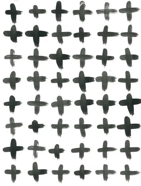 Ink Seamless Cross Pattern (en inglés). Impresión abstracta con pinceladas. Textura dibujada a mano monocromática. Fondo de azulejos artísticos — Foto de Stock