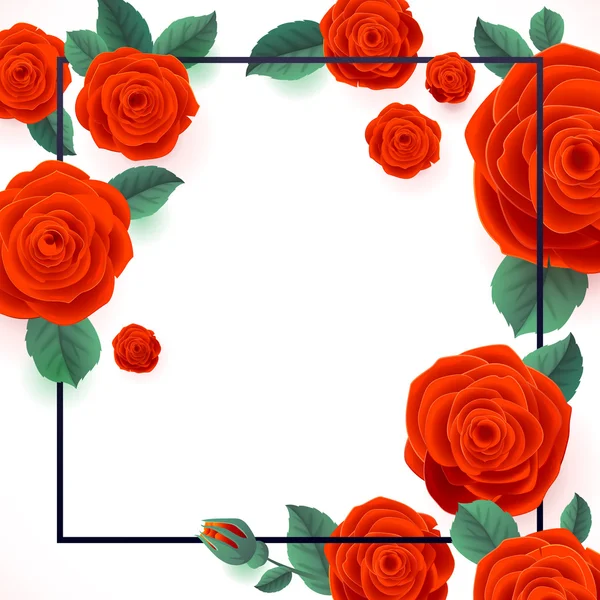 Red Roses on White Background. Vector Poster. Digital illustration. — Stock Vector