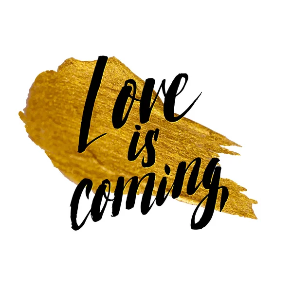 Metallic Foil Shining Calligraphy Poster. Vector Gold Print Pain Stock