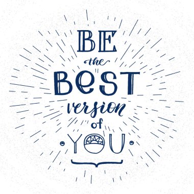 Motivasyon el çekilmiş Poster. Işık ışınları vektör ile kompozisyon yazı kart el ile benzersiz tipografi tasarım öğesi patlama ile çizilmiş