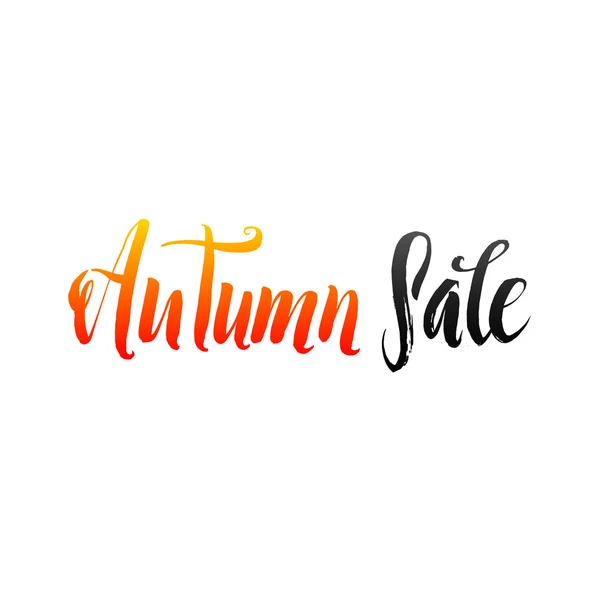 Vendita autunno mano lettering Design Template. Tipografia Sfondo vettoriale. Calligrafia fatta a mano. Facile incollare su qualsiasi sfondo — Vettoriale Stock