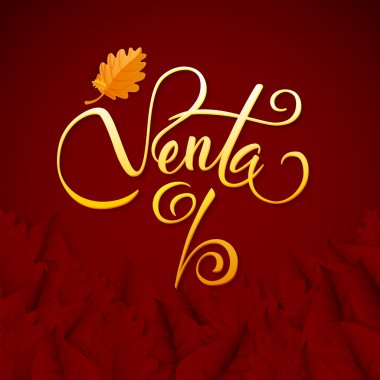 Satılık İspanyolca el yazısı tasarım şablonu. Yaprak tipografi Woo