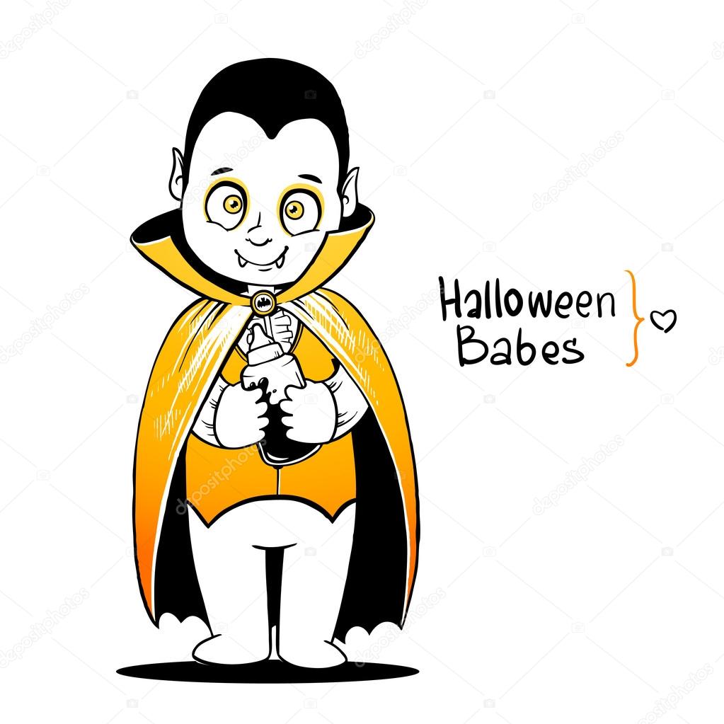 Lindo bebé vampiro Drácula joven, biberón con sangre fresca Vector de stock  #54348655 de ©shumo4ka, image size:1023x1023