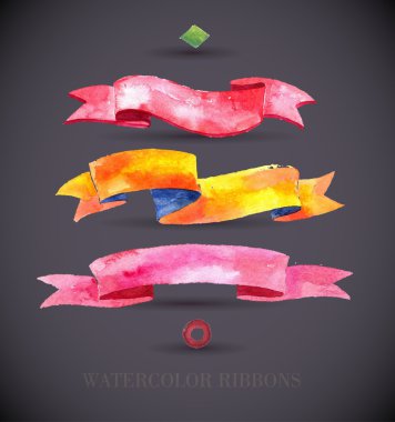 suluboya kurdeleler ve metin için afişler. Sulu Boya tasarım öğeleri, arka planlar, Etiketler, kabarcık, toplama şeridi gölge ile. el çekilmiş soyut renkli çizgiler.