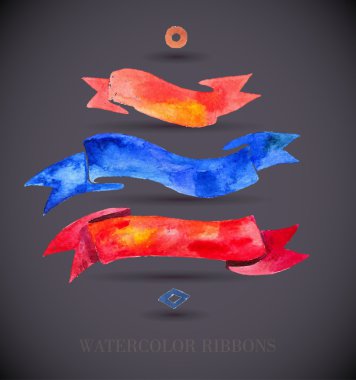 suluboya kurdeleler ve metin için afişler. Sulu Boya tasarım öğeleri, arka planlar, Etiketler, kabarcık, toplama şeridi gölge ile. el çekilmiş soyut renkli çizgiler.