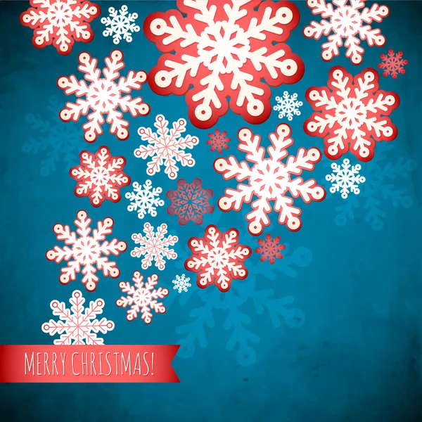 Snowflake winter blue background, christmas paper pattern. — Stock Vector