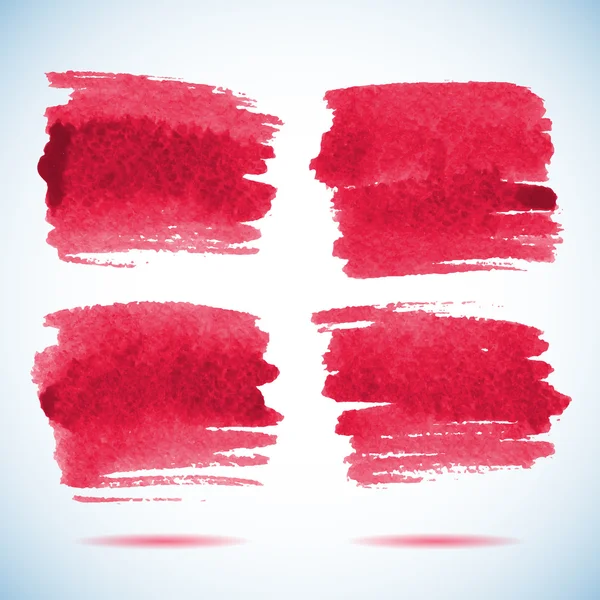 Pinselstrich-Banner. Tinte rote Aquarell Fleck Hintergründe. Vorlage mit Schatten — Stockvektor