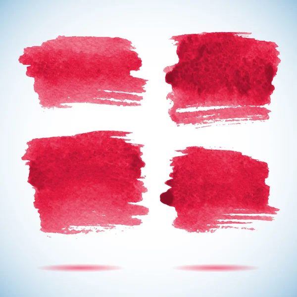 Pinselstrich-Banner. Tinte rote Aquarell Fleck Hintergründe. Vorlage mit Schatten — Stockvektor