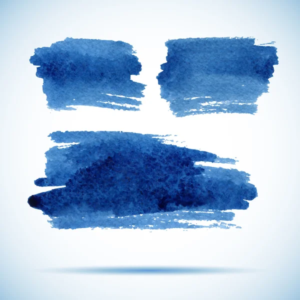 Bandeiras Brushstroke. Tinta azul aquarela spot backgrounds.Template com sombra — Vetor de Stock