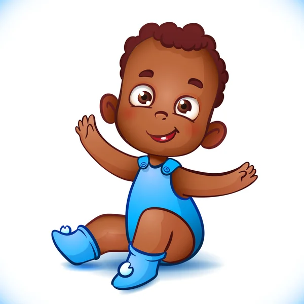 Lindo niño afroamericano. Niño feliz con los brazos abiertos — Vector de stock