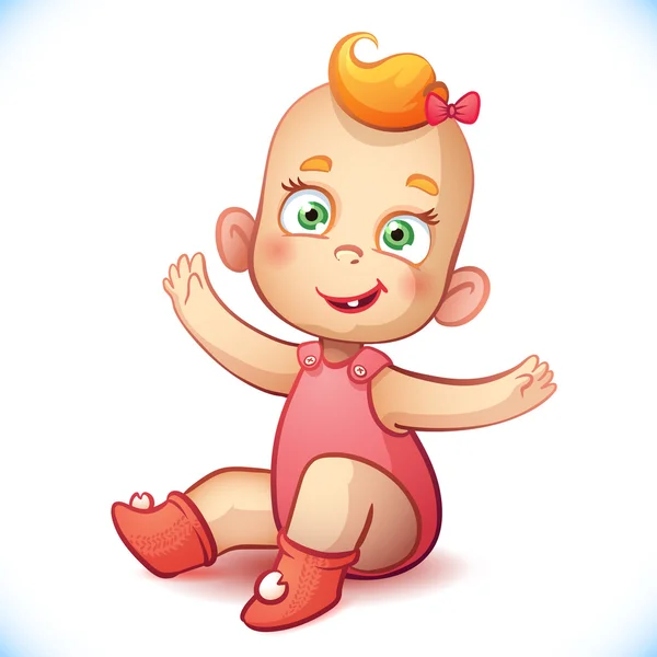 Kis és baba lány. Imádnivaló vektoros illusztráció. Boldog gyermek — Stock Vector