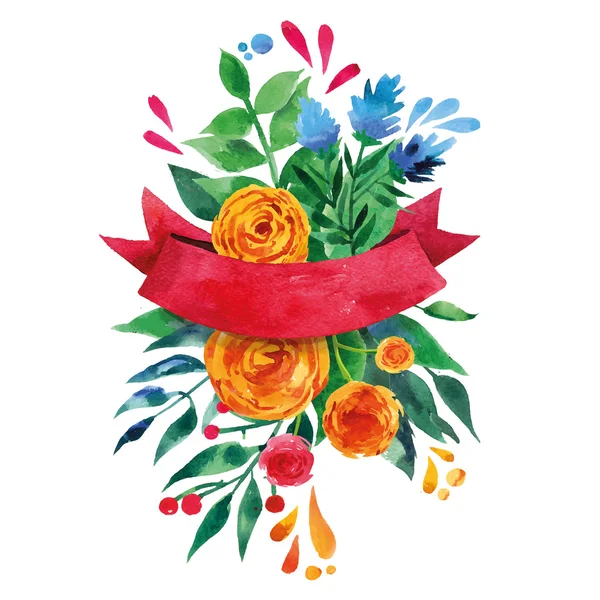 Mooie bloemen groet Card. Bright illustratie, uitnodigingskaart — Stockvector