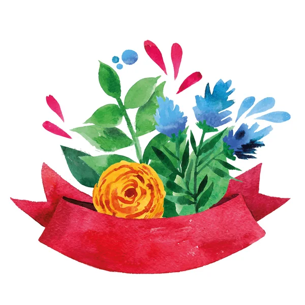 Vacker blommig hälsning Card. Bright illustration, inbjudningskort — Stock vektor